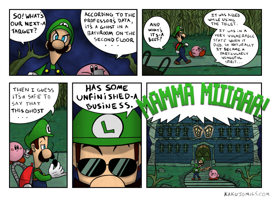 I don't wanna know how Luigi got the Poltergust 3000 back from Kirby...